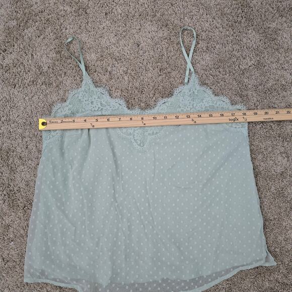 Abercrombie & Fitch Lace Trim Cami Top M Mint Green Mesh Soft Girl Y2K Layering - Picture 6 of 8